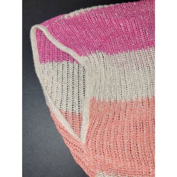 Say What? Women's Short Dolman Sleeves Multicolor Striped Bohemian Top Size L - Picture 7 of 9